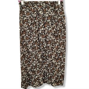 Vintage NWT Greenwich Square calf length floral brown and black skirt